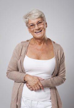 Portrait of happy elegant senior woman